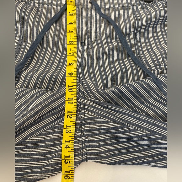 Lane Bryant Linen Blend Crop Capri Striped Draw String Size 16 Blue - Picture 7 of 10